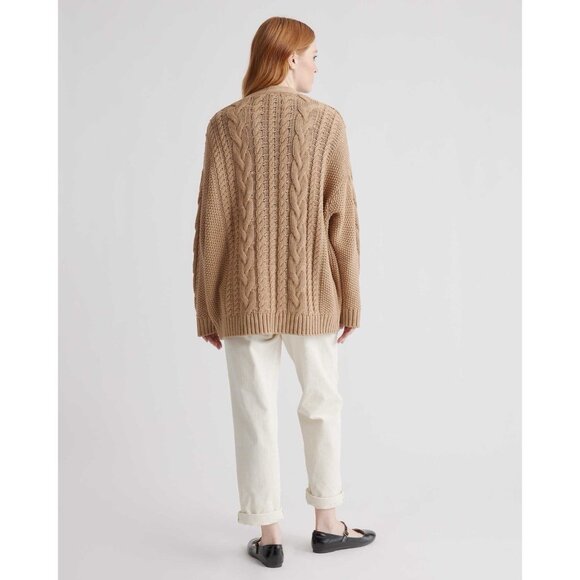 Quince Tan Cable Knit Cardigan - Picture 11 of 12